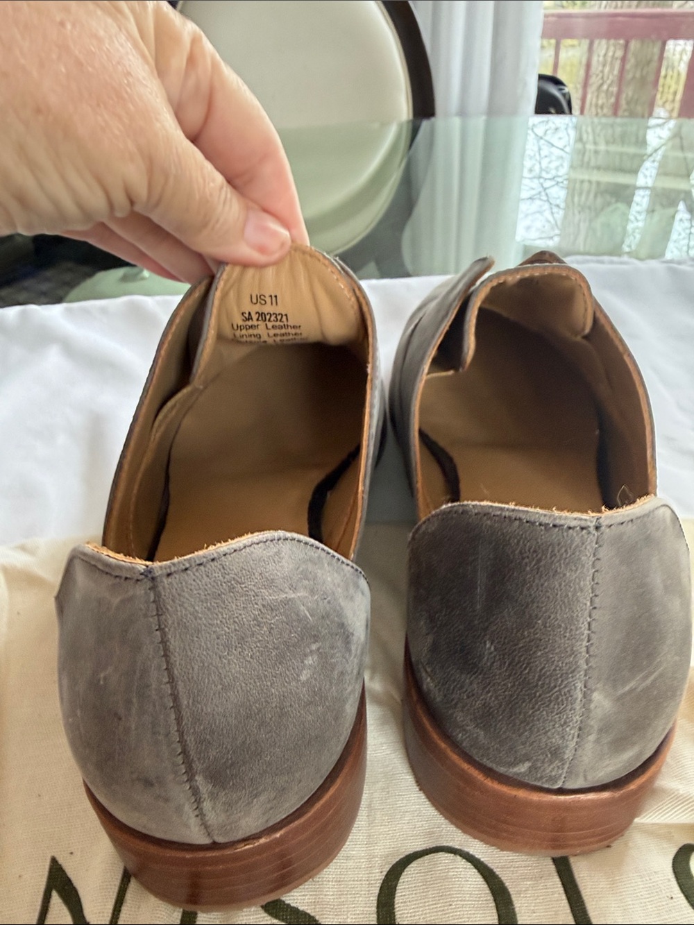 Nisolo Womans Emma d’ Orsay Charcoal Gray Leather Slip-On Loafers - Picture 4 of 4